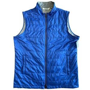 Peter Millar Willamette Quilted Puffer Vest Mens M Blue Full Zip NEW
